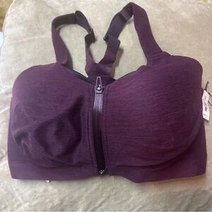 Women's Purple Zipper Front Sports Bra